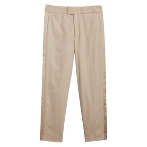 Banana Republic Linen blend Tuxedo Tapered Pant Tan Sz 8